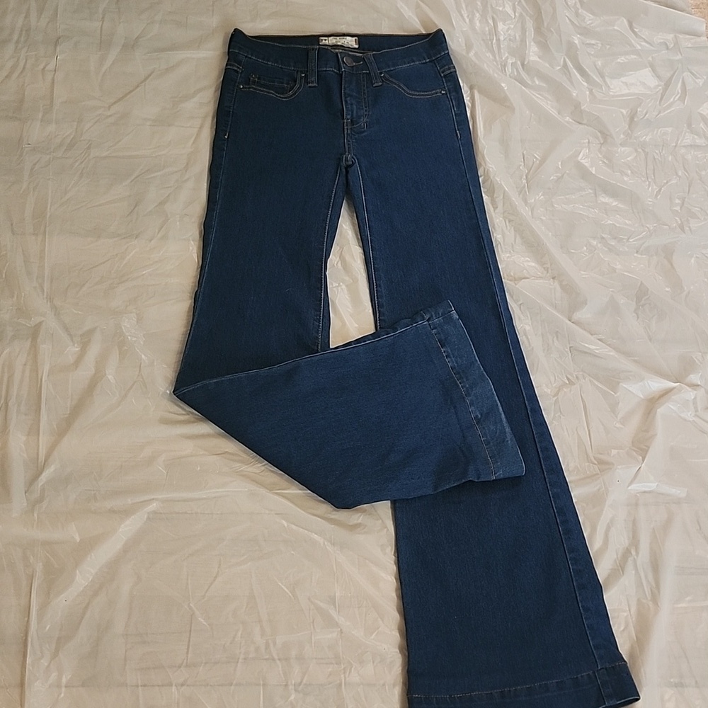 Free People Blue Flare Wide Leg Jeans - Picture 6 of 10